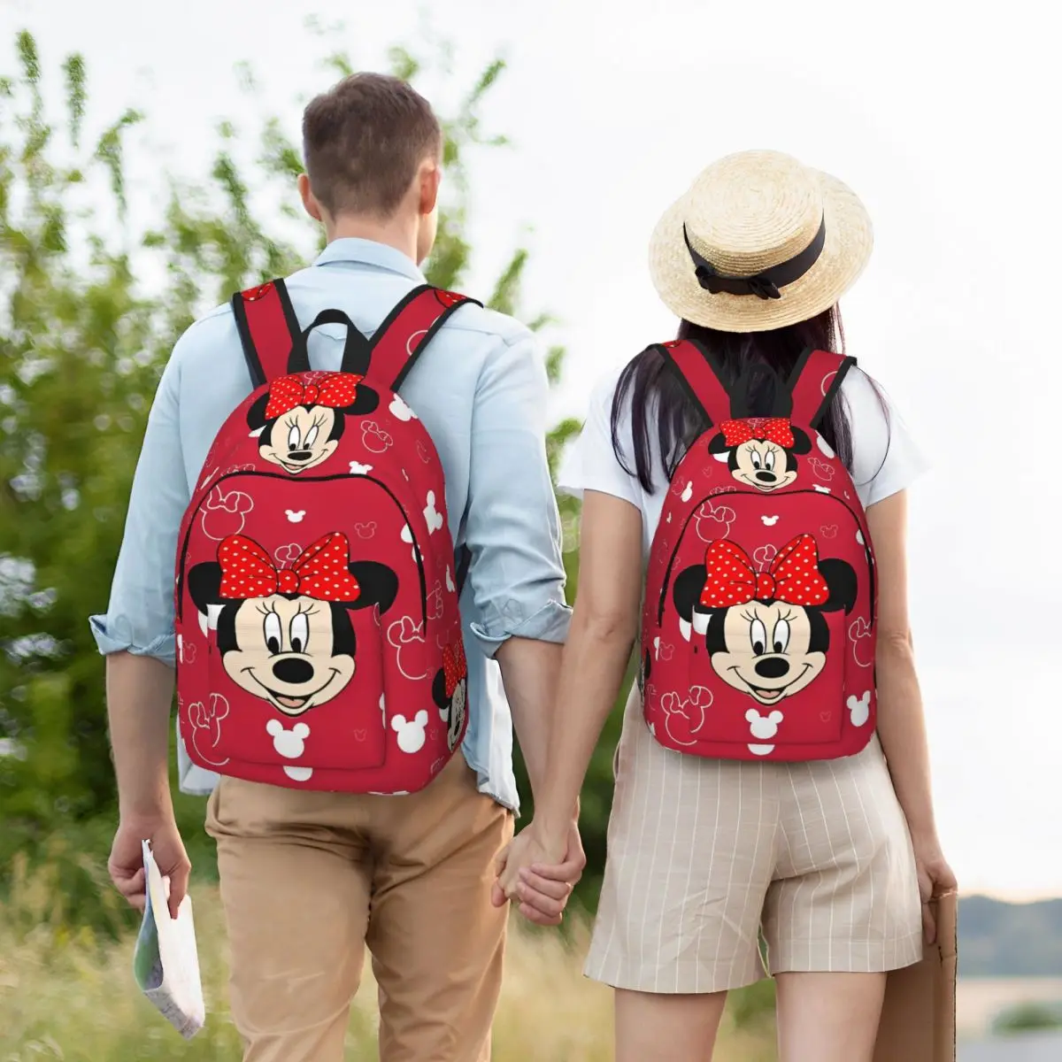 Disney mickey mouse minnie mochila para o jardim de infância escola primária estudante sacos de livro menino menina crianças mochila com bolso