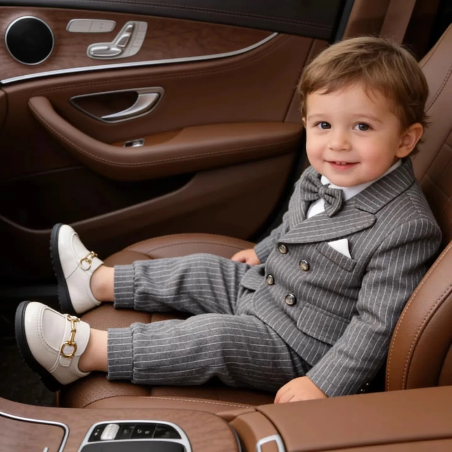 Infant Baby's Striped Double-breasted Suit Set Little Kids 1Year's Birthday Party Dress Toddler Boy's Formal Blazer For Wedding
