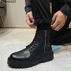 Black Boots Men Casual Shoes Platform Boots for Men Male Stivali Ankle Boots for Man 2024 Leather Shoes Man Zapatillas De Hombre