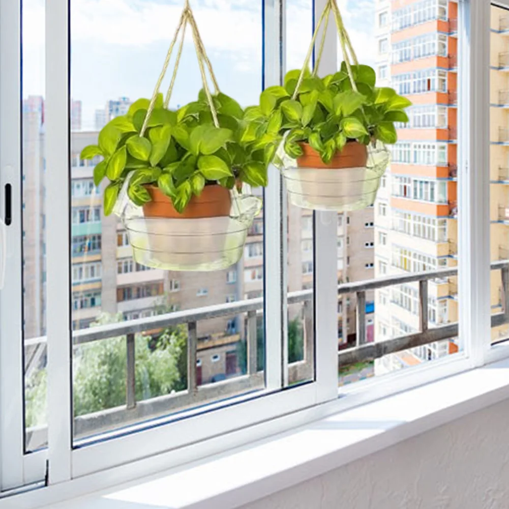 8 Inch Hanging Plant Drip Trays 12 Count for Indoor Water Management Under Hanging Plants with Textured Ventilated Base Design