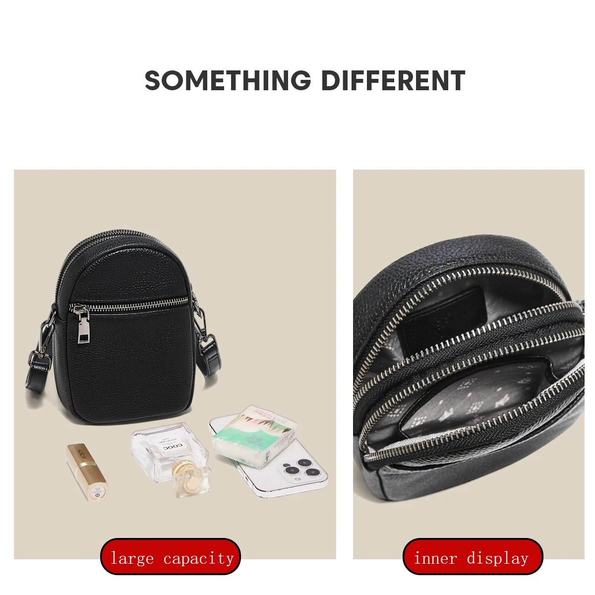 Torebka damska FOXER, skóra naturalna, prosta torebka na telefon, damska torebka crossbody na zamek błyskawiczny, mała sportowa torebka damska, portmonetka.