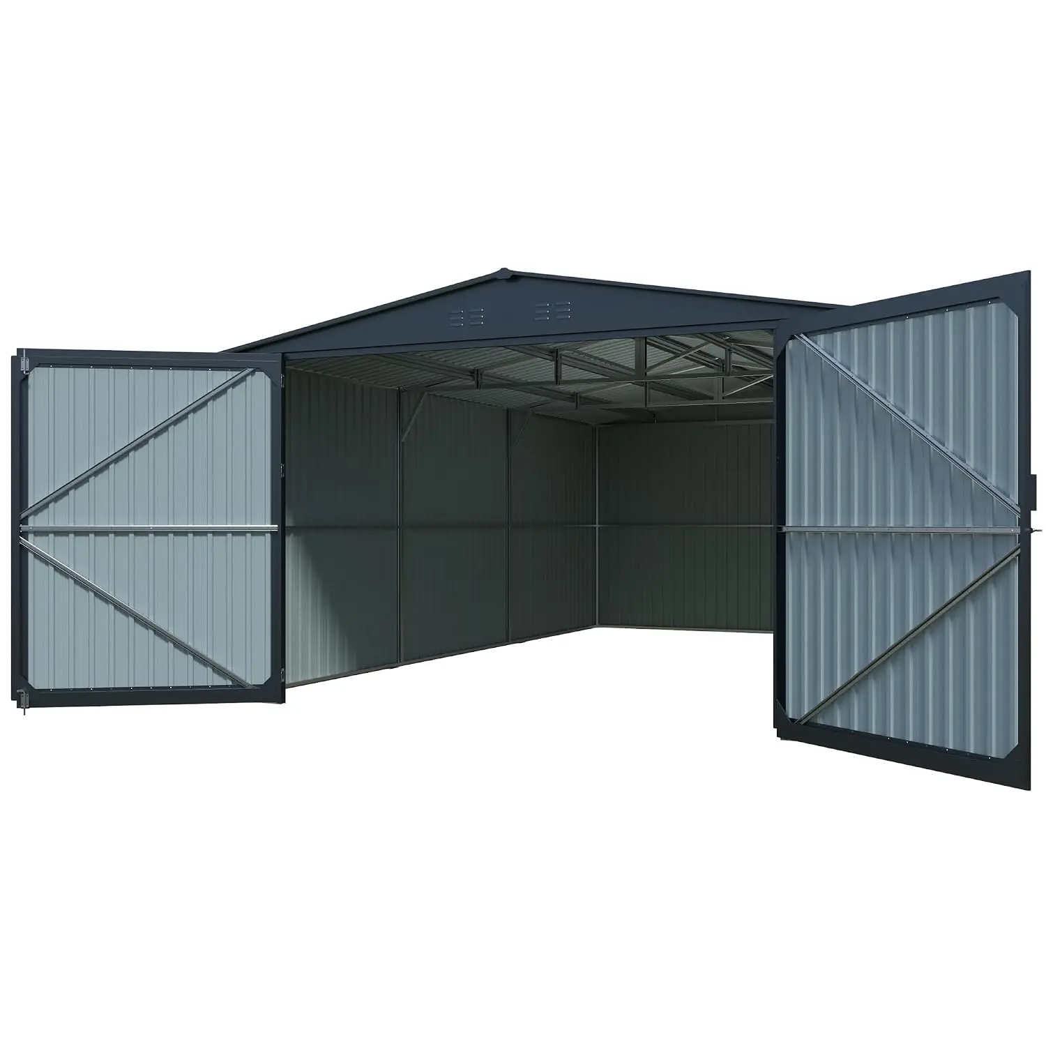 13x20ft Plus Large Outdoor Metal Garage Shed Heavy Duty with 2 Doors & 4 Vents Without Floor, Customized