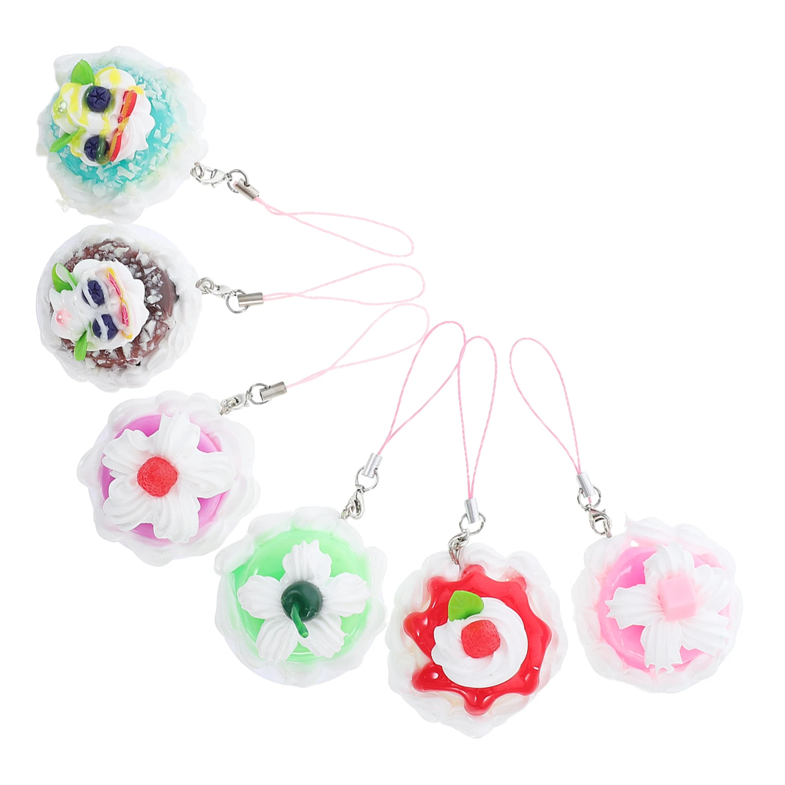 

6pcs Small Cake Pendant Creative Fake Food Decoration Bag Keychain Gift Simulation Dessert Model Artificial for Photography