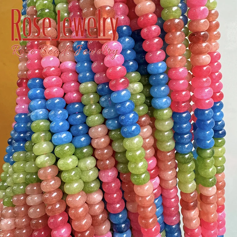 Natural Stone Colorful Tourmaline Jades Rondelle Abacus Beads Loose Beads for Jewelry Making DIY Bracelet Necklace 5x8mm 15\