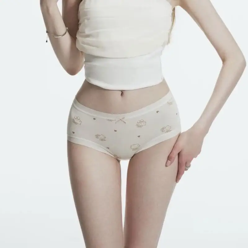 New Sanrio Hello Kitty Underwear Kawaii Cartoon Anime Printed Accessories Straightened Underwear Girl Sexy Thin Style Interior