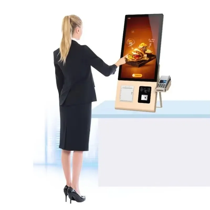 Retail 23.8 Inch Desktop Indoor Windows Touch Screen Auto Checkout Restaurant Ordering System Self Service Kiosk with SDK POS