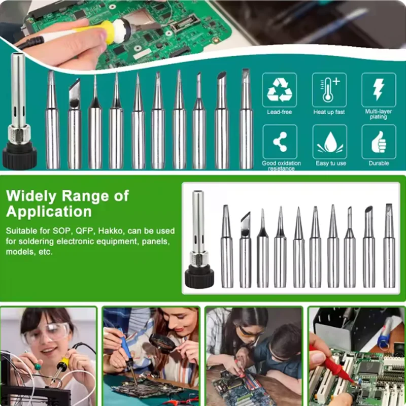 10 Stuks Soldeerbout Tips 900M Loodvrij Soldeerbout Tip Vervangbare Soldeerpunt Met Lassen Mouw Voor soldeerstation