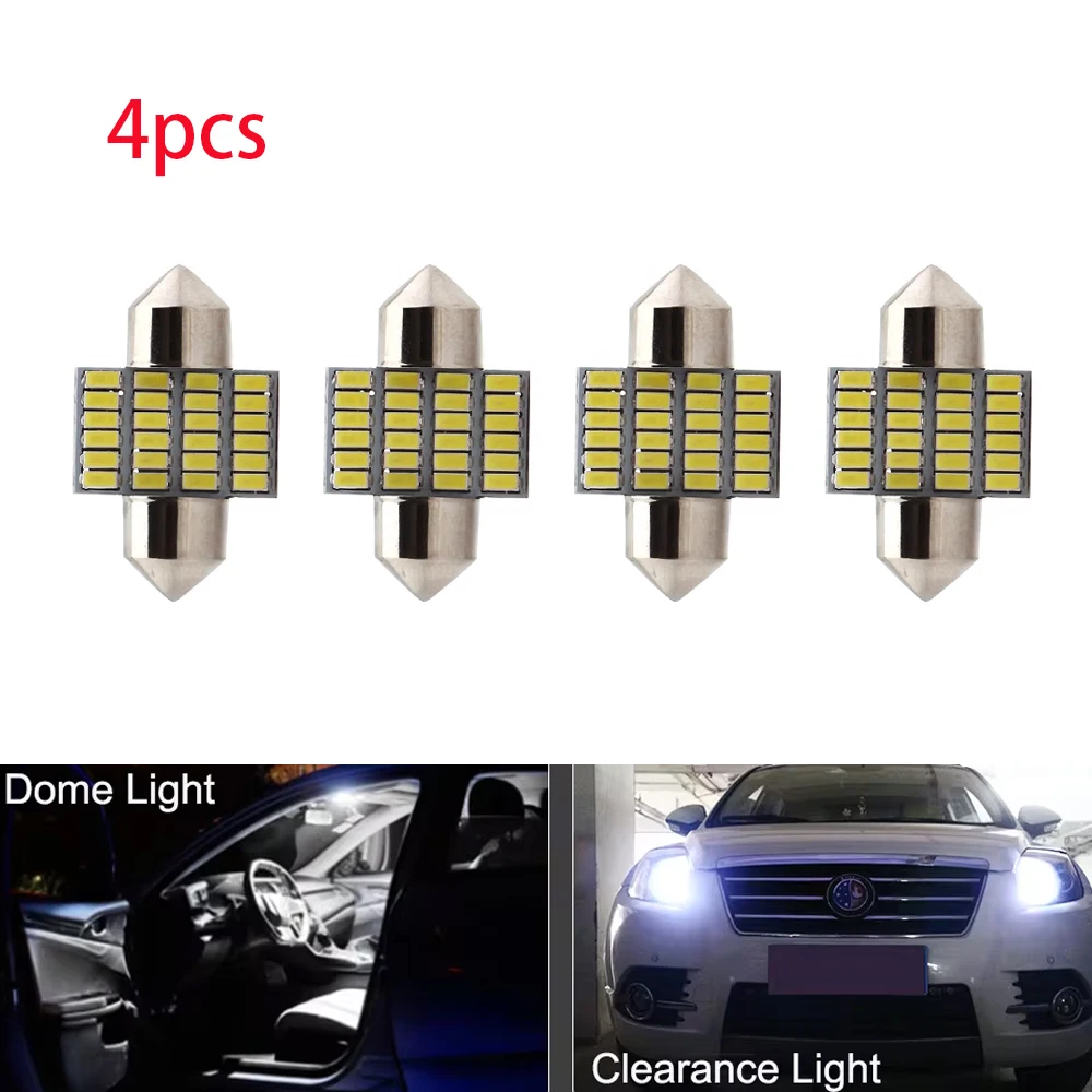 

4PCS C5W Festoon Lights 24V 3014 24SMD 28MM 31MM Dome Interior License Plate Bulbs For Trucks White 6500K Side Marker Lamps