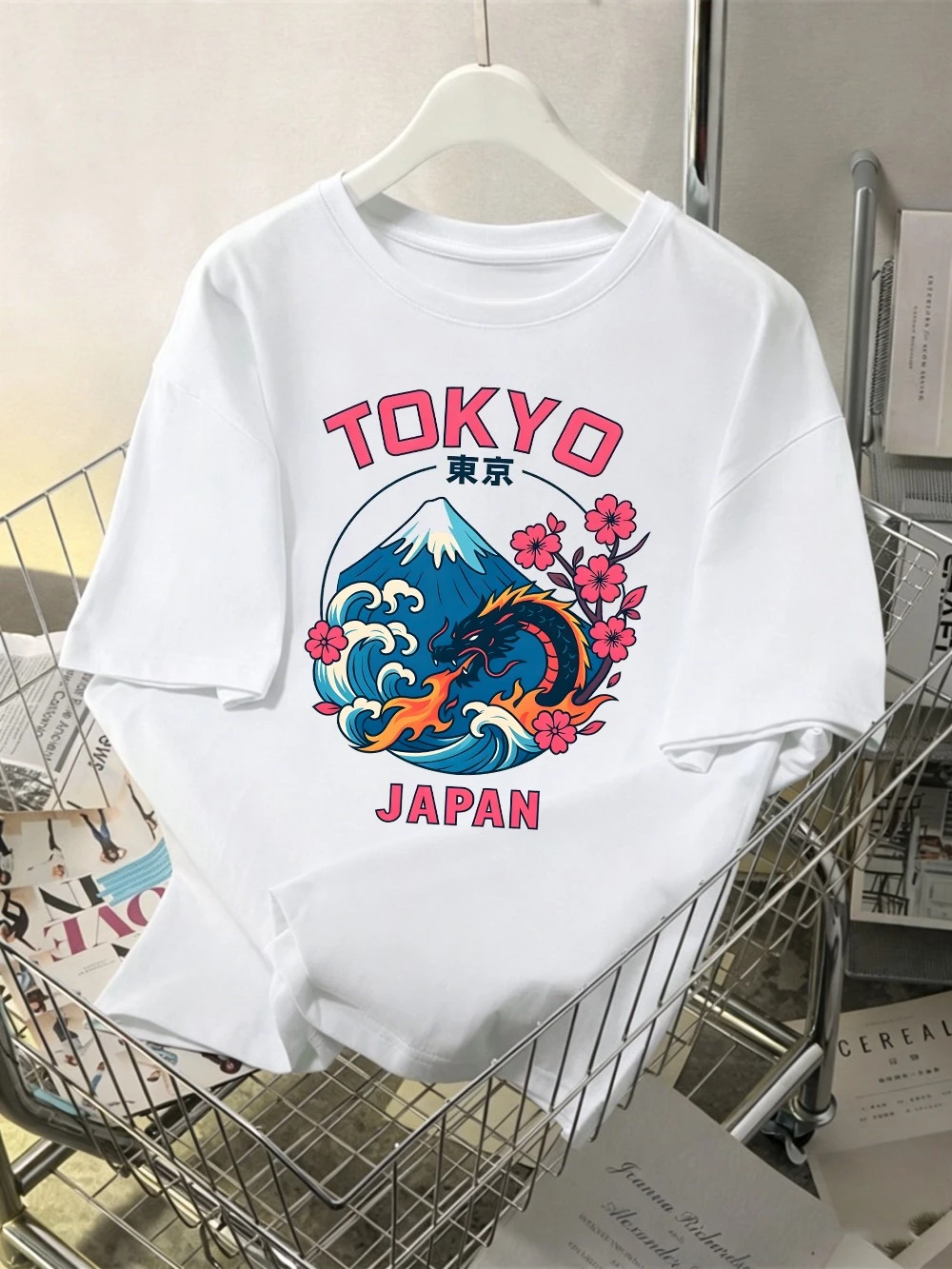 Tokyo Japan Mount Fuji Prints T-Shirts Womens Summer Oversized Tops O-Neck Soft Short Sleeve T-shirt Basic Casual Clothes