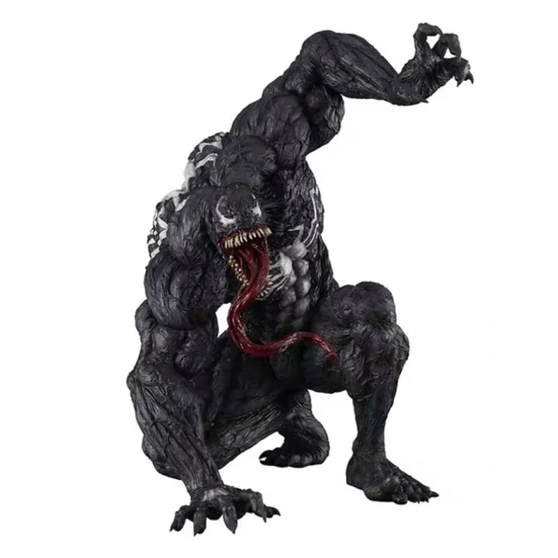 33cm Venom Battle Version Painted Statue  Squatting down Action Figure Desktop model ornaments Toy Room decoration Birthday Gift