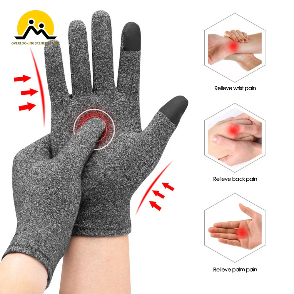 1 Pair Arthritis Gloves Rheumatoid Magnetic Compression Gloves Arthritic Joint Pain Relief Hand Glove Therapy Full Finger Gloves