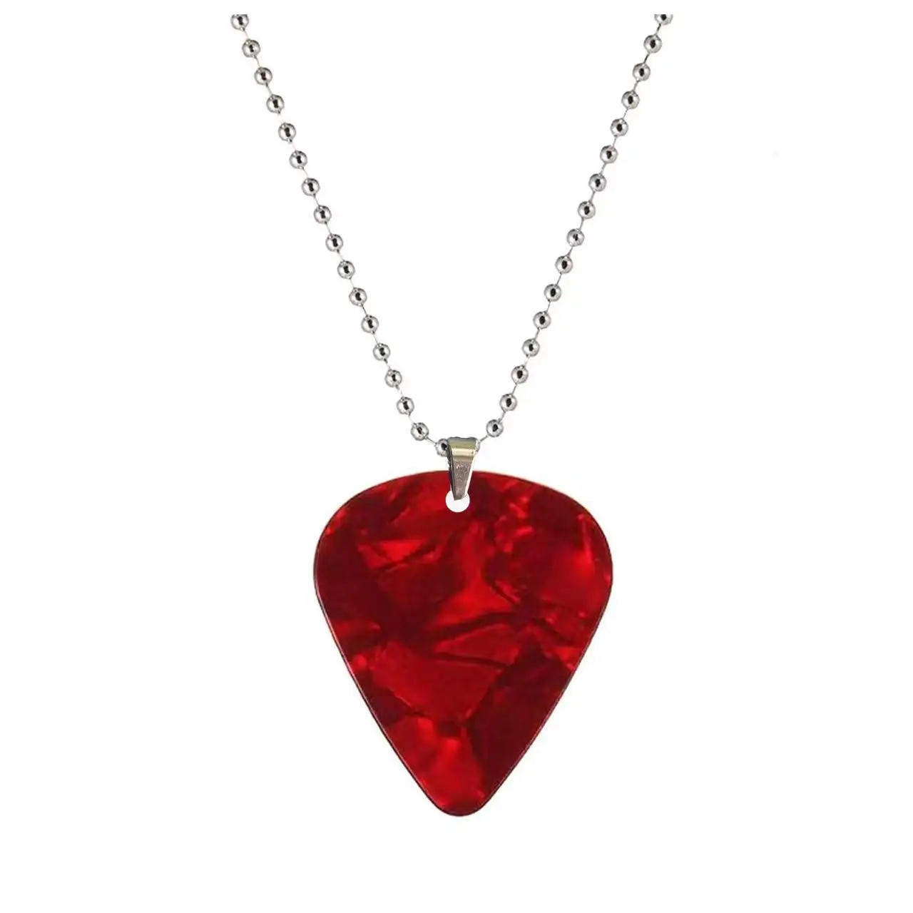 American TV Series Eddie Munson Guitar Pick Clavicle Necklace Charms Red Heart Shape Pendant Sweater Chain Necklace