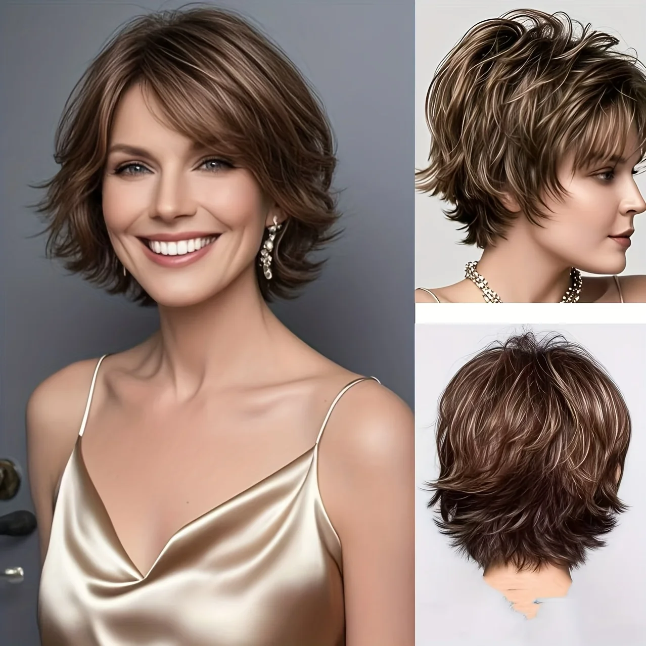 

1 элегантный и модный синтетический парик, подходящий для всех женщин, для ношения и создания образов в любых ситуациях.