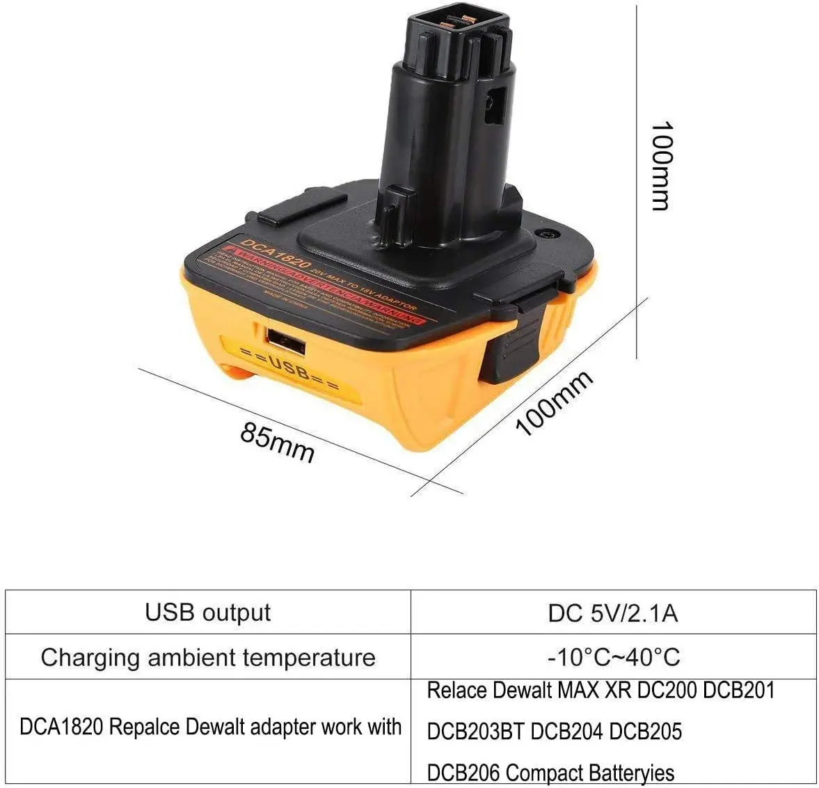 Imagem -06 - Conversor Adaptador para Dewalt 18v 20v Max Bateria de Íon de Lítio Função Power Bank Compatível