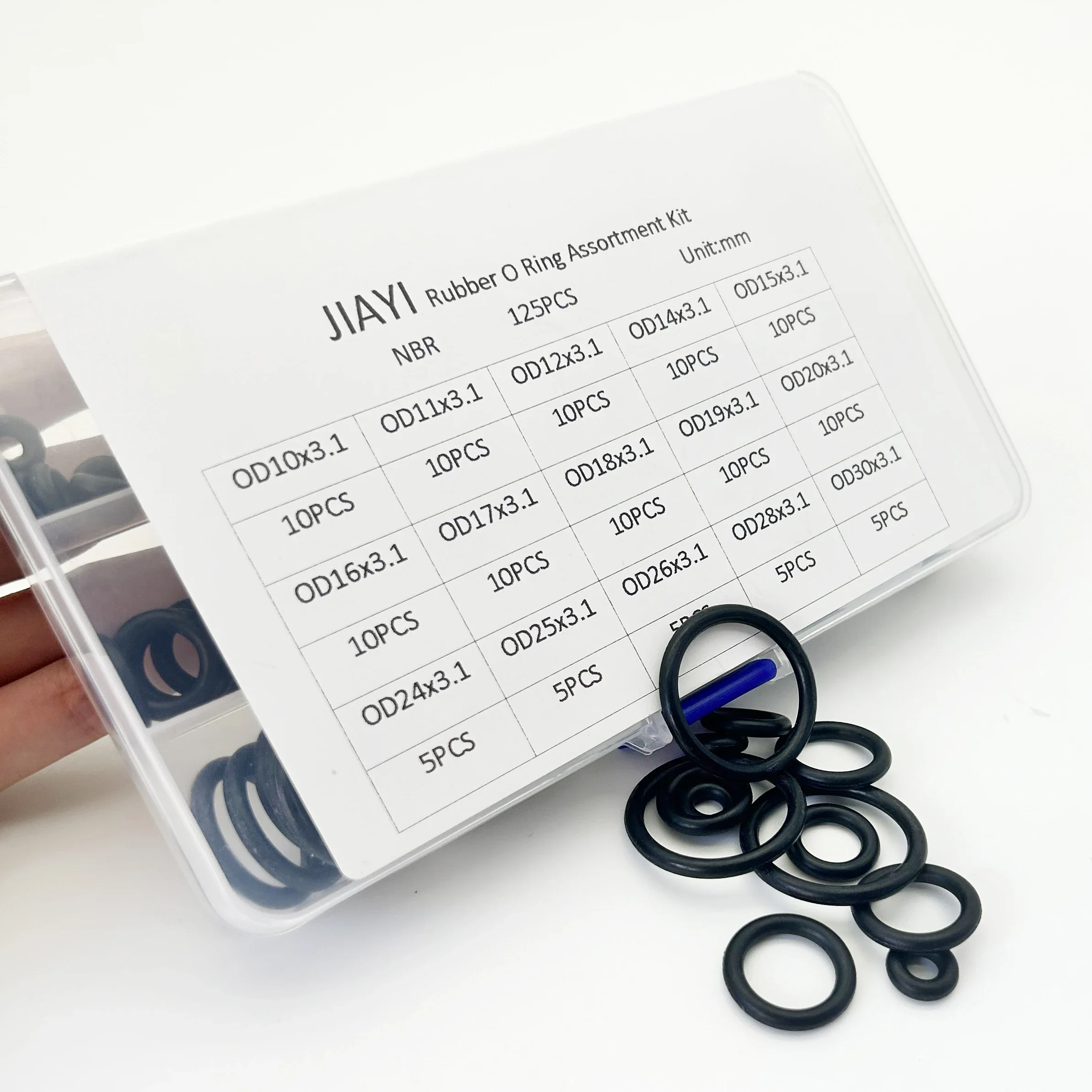 125Pcs NBR Black Rubber O-Ring Assortment Kit CS 3.1mm OD 10mm-30mm Nitrile Rubber Seals for Hydraulics/Pneumatics Long-Lasting