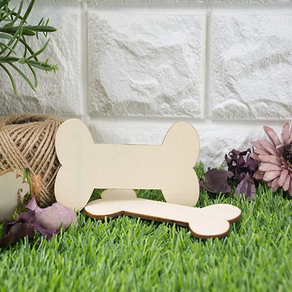 

40Pcs Dog Bone Wooden Cutouts Unfinished Natural Wood Slices for DIY Gift Tags Holiday Decorations Autumn Party Crafts Home