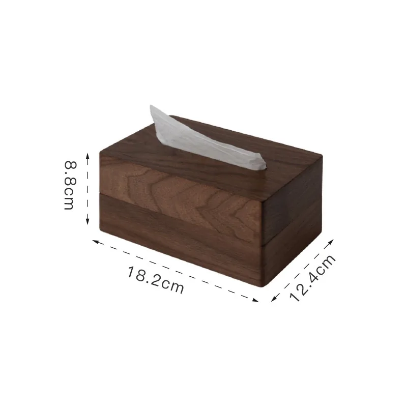 Handmade Black Walnut Tissue Box Modern Art Western Restaurant Napkin Organizer Living Room Tabletop Ornaments Home Decoration