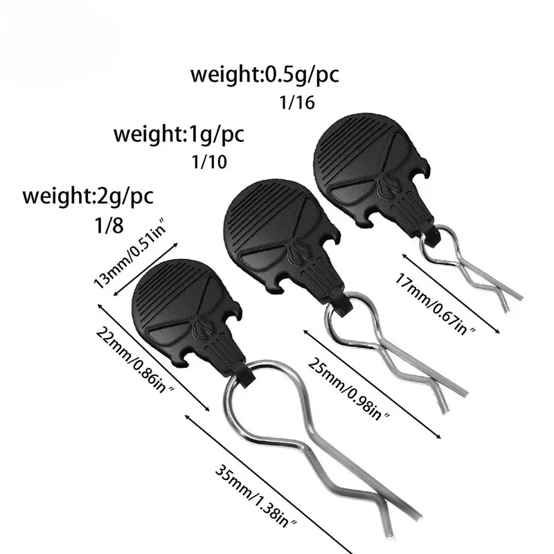 10 Universal RC Car Body Clips w/Pull Tabs Black or White R Pins for 1/8/10/16 Scale Losi Arrma Axial and All 1/8 Redcat HPI HSP