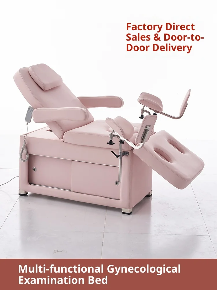 Pink Electric Modern Metal Foldable Facial Stretcher Extension Bed Beauty Salon Dermatology Chair Massage Table