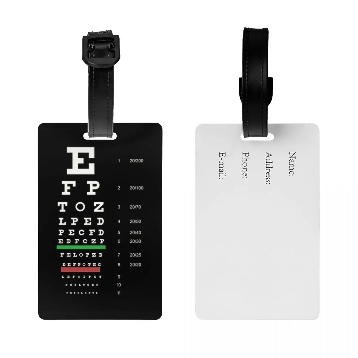 Custom Snellen Eye Chart Luggage Tag Privacy Protection Optometrist Optician Baggage Tags Travel Bag Labels Suitcase