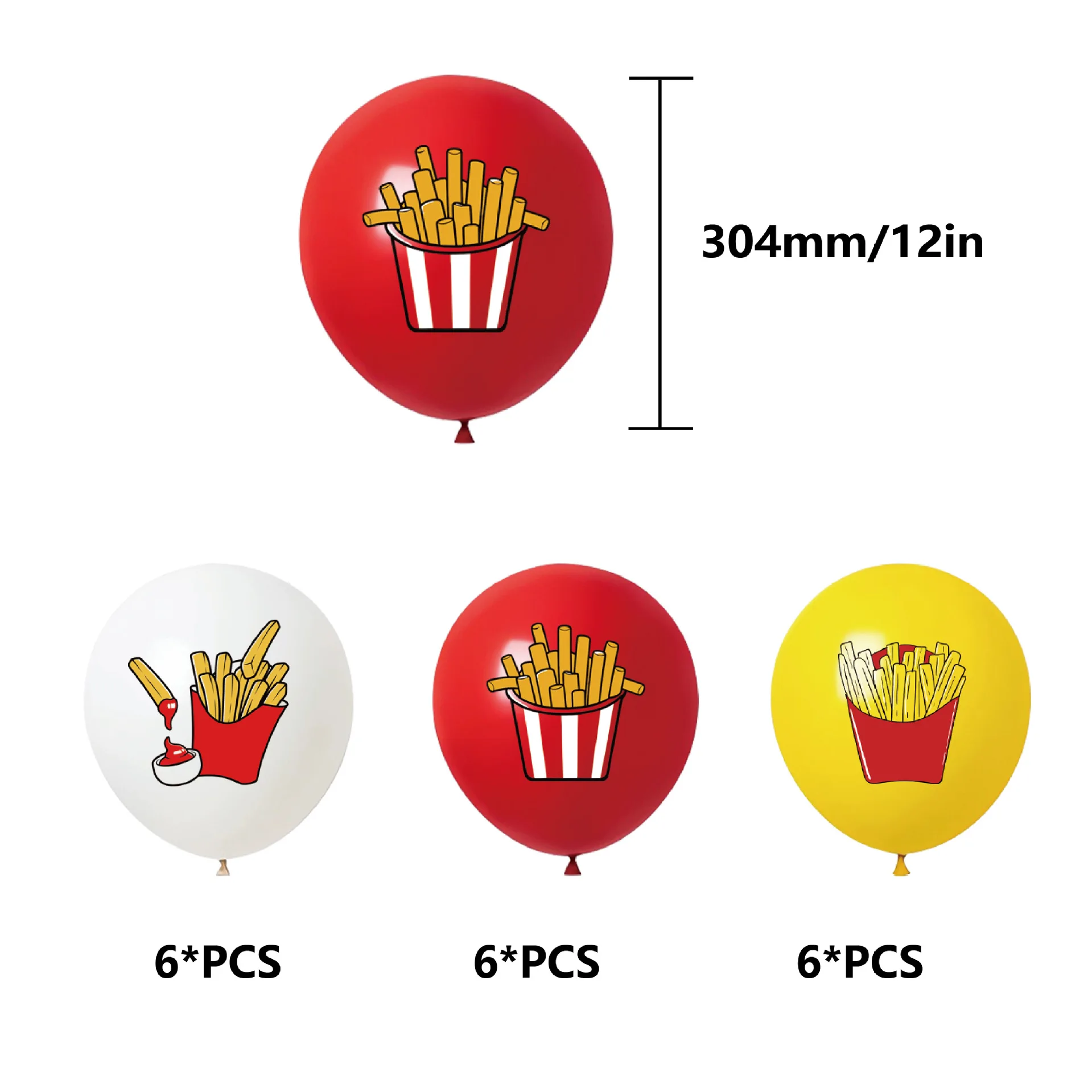 French Fries Theme Birthday Party Decorations for Children French Fries Balloon Happy Birthday Banner Cake Topper Supplies