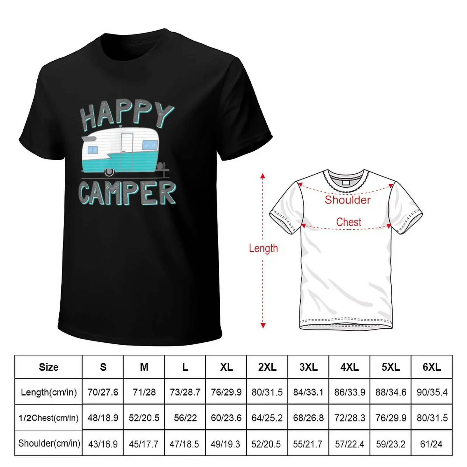 Happy Camper Vintage Shasta Trailer T-shirt shirts graphic tees summer clothes quick drying mens clothing