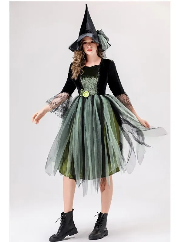 

Костюм на Хэллоуин, сценическое представление, COS для взрослых и детей, фиолетовая ведьма, дикая фея, футболка, одежда из полиэфирного волокна 00%