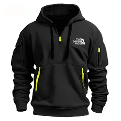 2024 new Autumn/Winter men's fashion casual sports hoodie, multi-zip pocket hoodie, European size long-sleeved hoodie