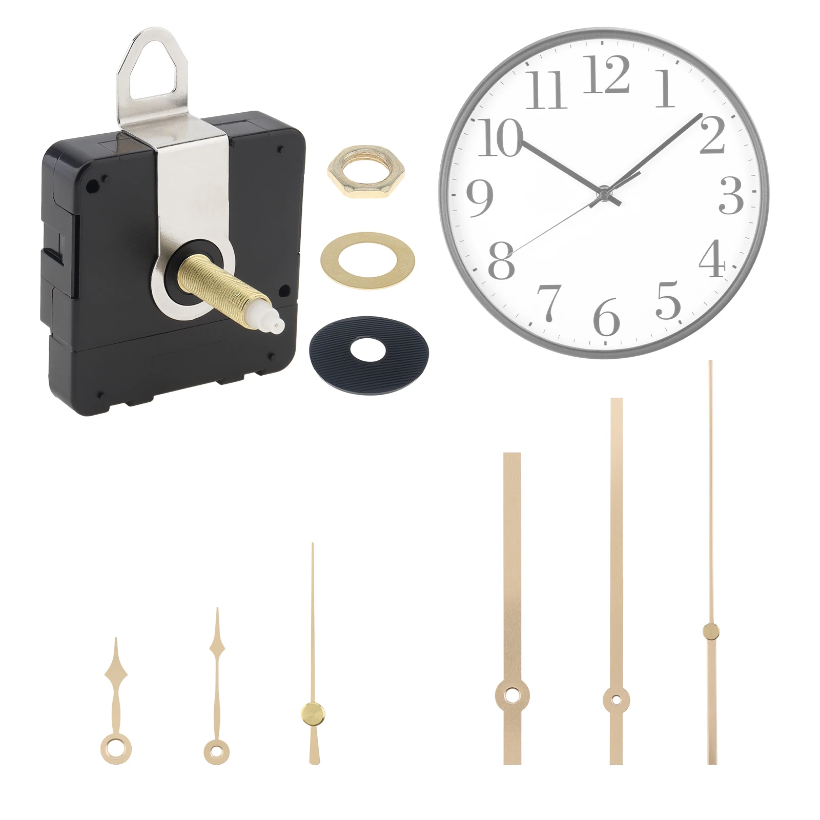 31 mm Long Shaft 24 mm Thread Quartz Silent Clock Mechanisms Kit Silent Sweep Seconds Clock Mechanisms with 2 Pair Pointer Hands
