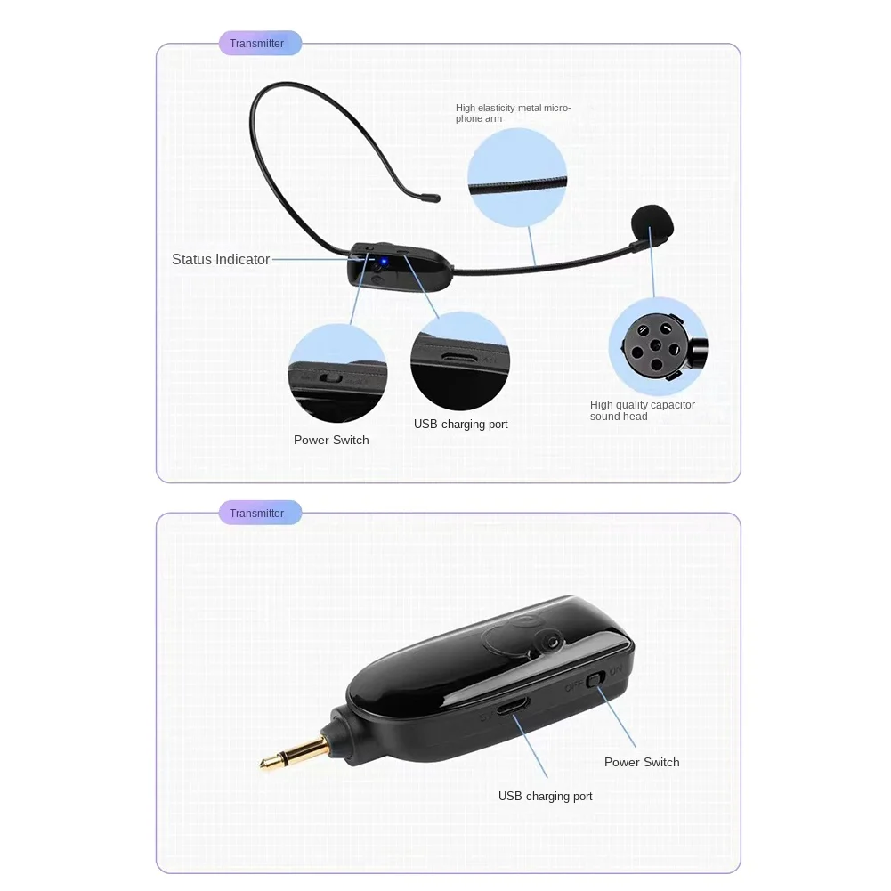 휴대용 내구성 무선 마이크, 스피커 교육용 헤드셋 마이크, 2.4G