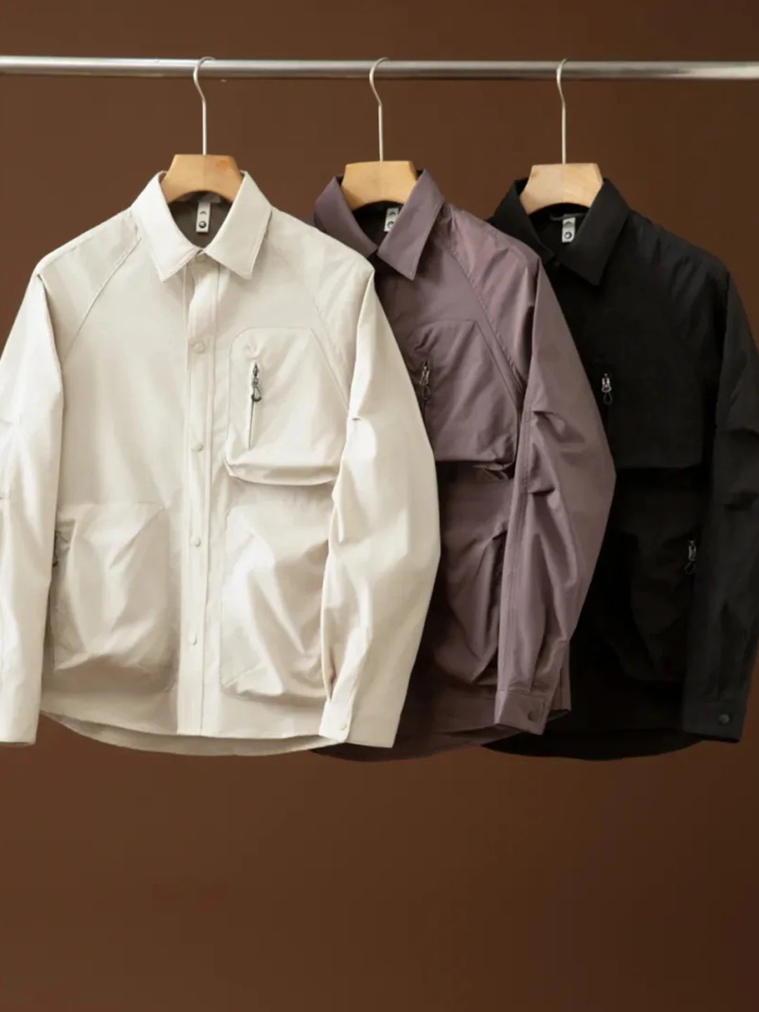 

Mountain Series Workwear Lightweight ket irt Sle Collar Jaet Spring Autumn Layering Long Sve Windproof Outerwear