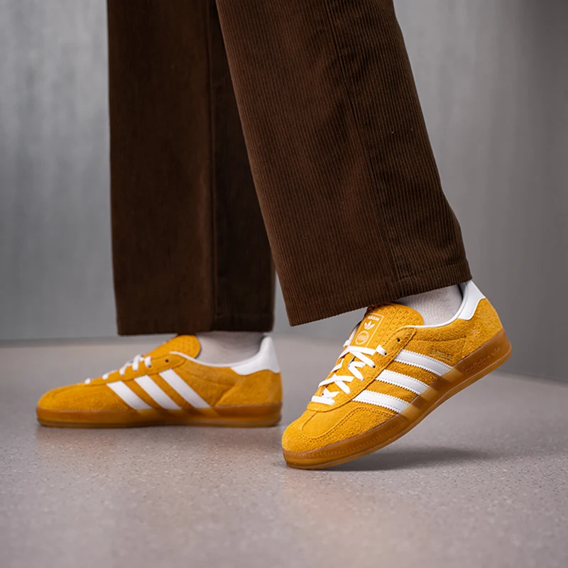 Adidas Originals Gazelle Indoor Classic Comfortable Versatile Sports Casual Non-Slip Wear-Resistant Suede Low-Top German Training Shoes Sneakers Women's Yellow Kh6037