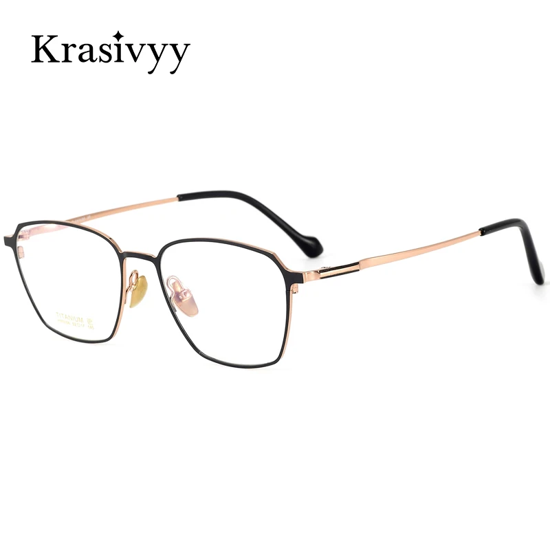 

Krasivyy очки из чистого титана, оправа для мужчин, квадратные многоугольные очки по рецепту, женские сверхлегкие корейские брендовые оптические очки