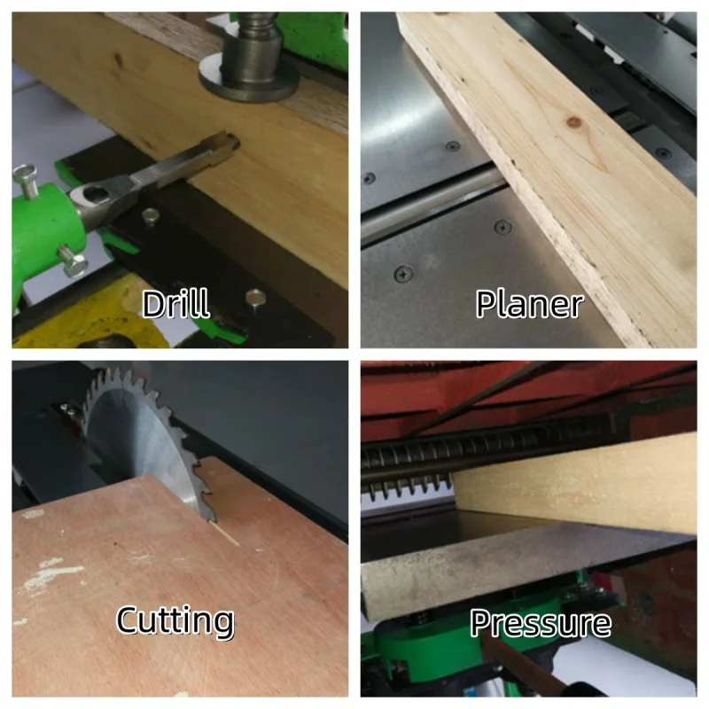 مقعد تخطيط سمك الخشب الصناعي عالي الدقة 220 فولت متعدد المهام لأعمال النجارة مع مكونات المحرك الأساسية 4 Bl