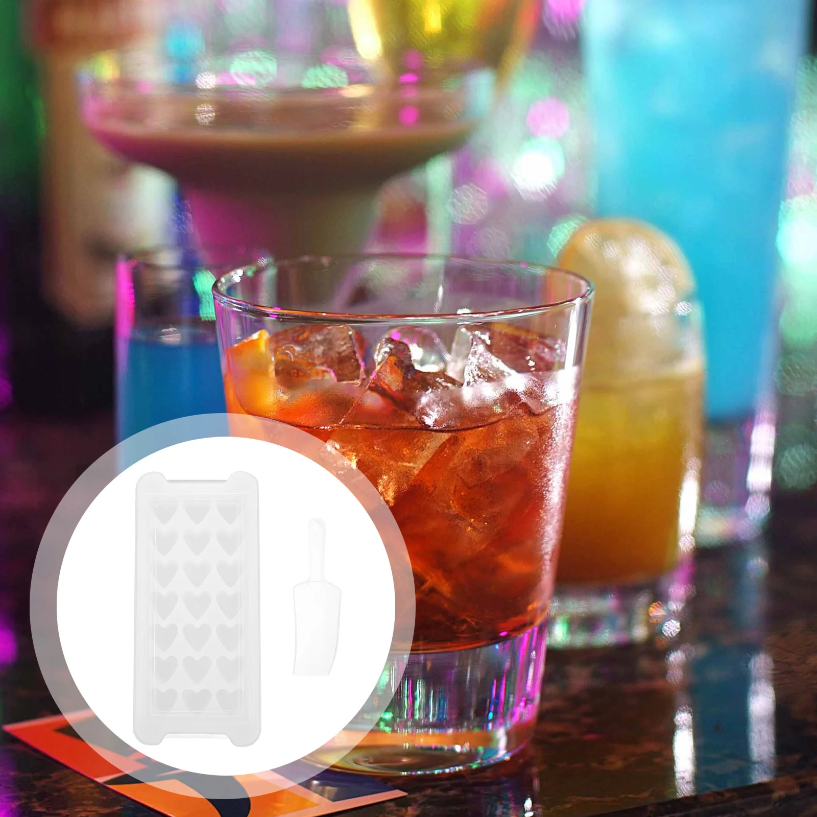 

1Pcs Silicone Ice Cube Mold Heart Shape 21 Holes Flexible Tray Large Capacity Reusable Kitchen Drink Wine Cooler