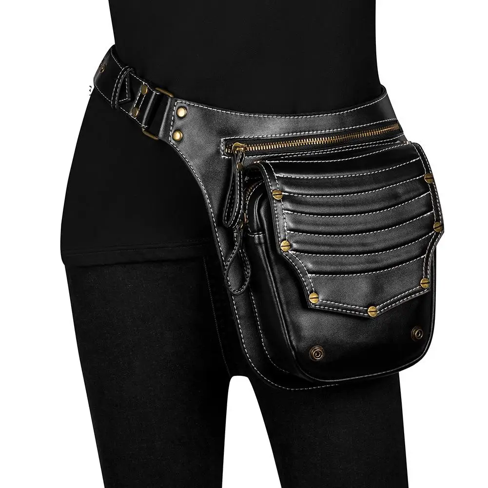 2025 novo saco punk feminino retro saco de cintura ao ar livre bolsa mensageiro bolsa de ombro dos homens fanny pacote perna bolsa saco vagabundo