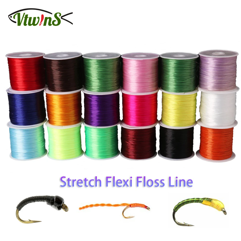 Vtwins 0.5mm Stretch Floss Line of Flex Worm Bug Flies Buzzer Midge Rib Bodies Rubber Leg Fly Tying Material Elastic Flexi Floss