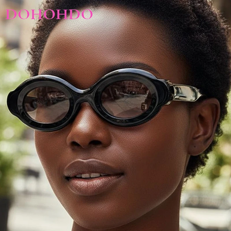 

New Trendy Brand Designer Thick Frame Oval Women's Sunglasses Retro Luxury Small Frame Men Sunglass Outdoor Travel Eyewear UV400