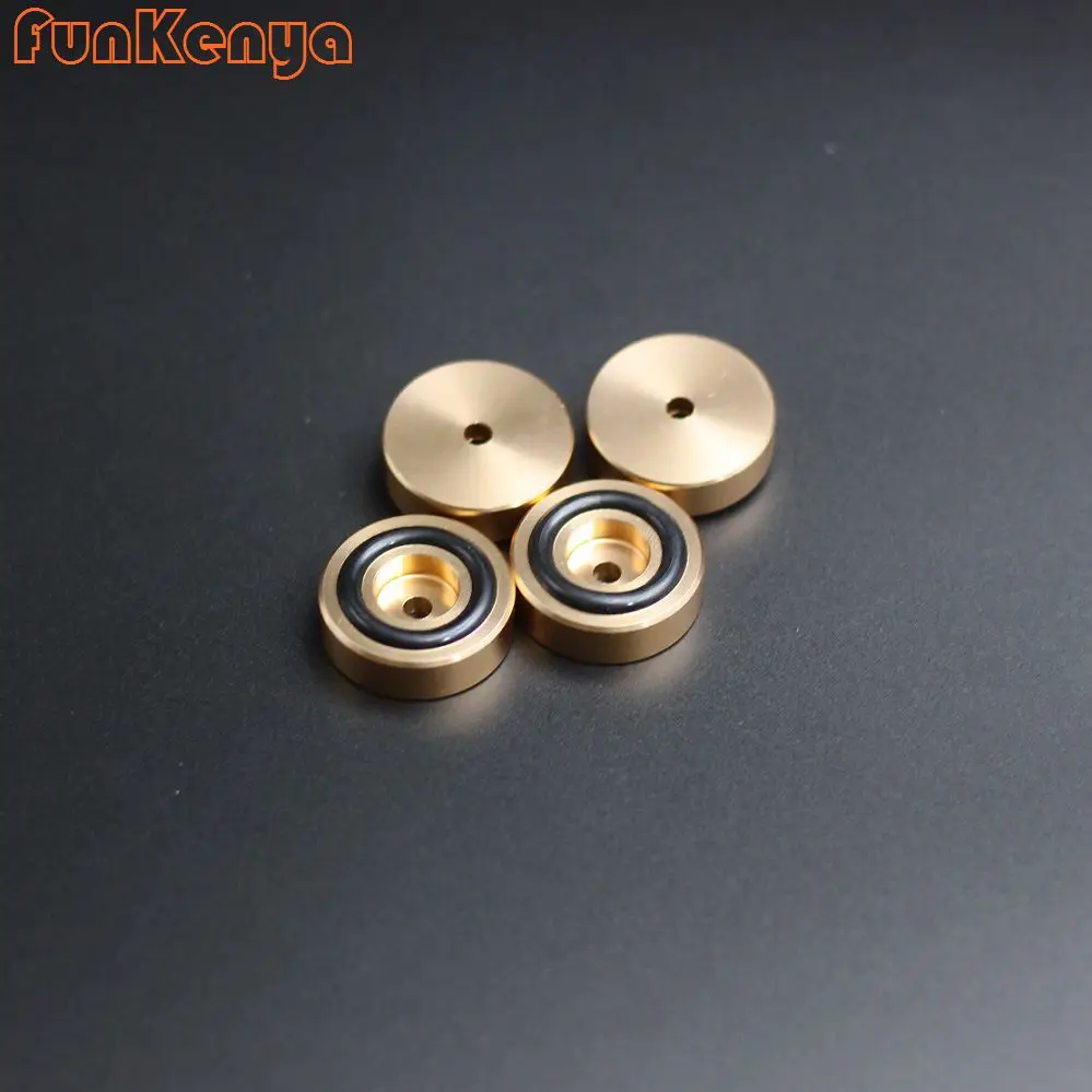 4PCS Dia 30mm Height 11mm Rubber Ring Shock Absorbing Anodized Aluminum Feet DIY Amplifier Gold 