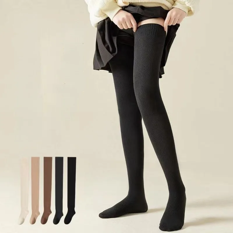 

3Pairs Women Long Stockings Girls Over Knee Long Thigh High Socks Plus Size Overknee Socks Knitting Warm Cotton Stocking JK Type