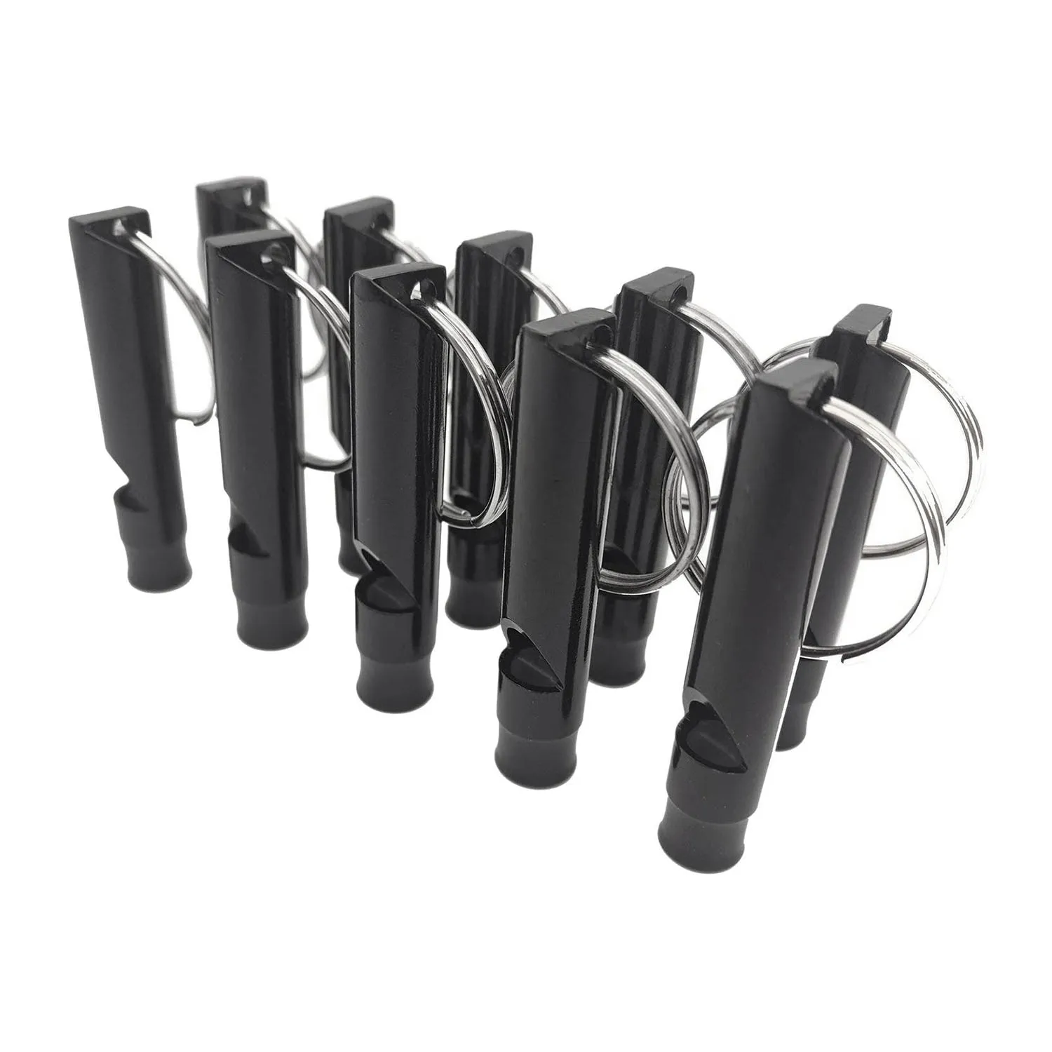 20 Pack Aluminum Whistle, Sports Whistle, Emergency Survival Whistles with Key Chain,Black