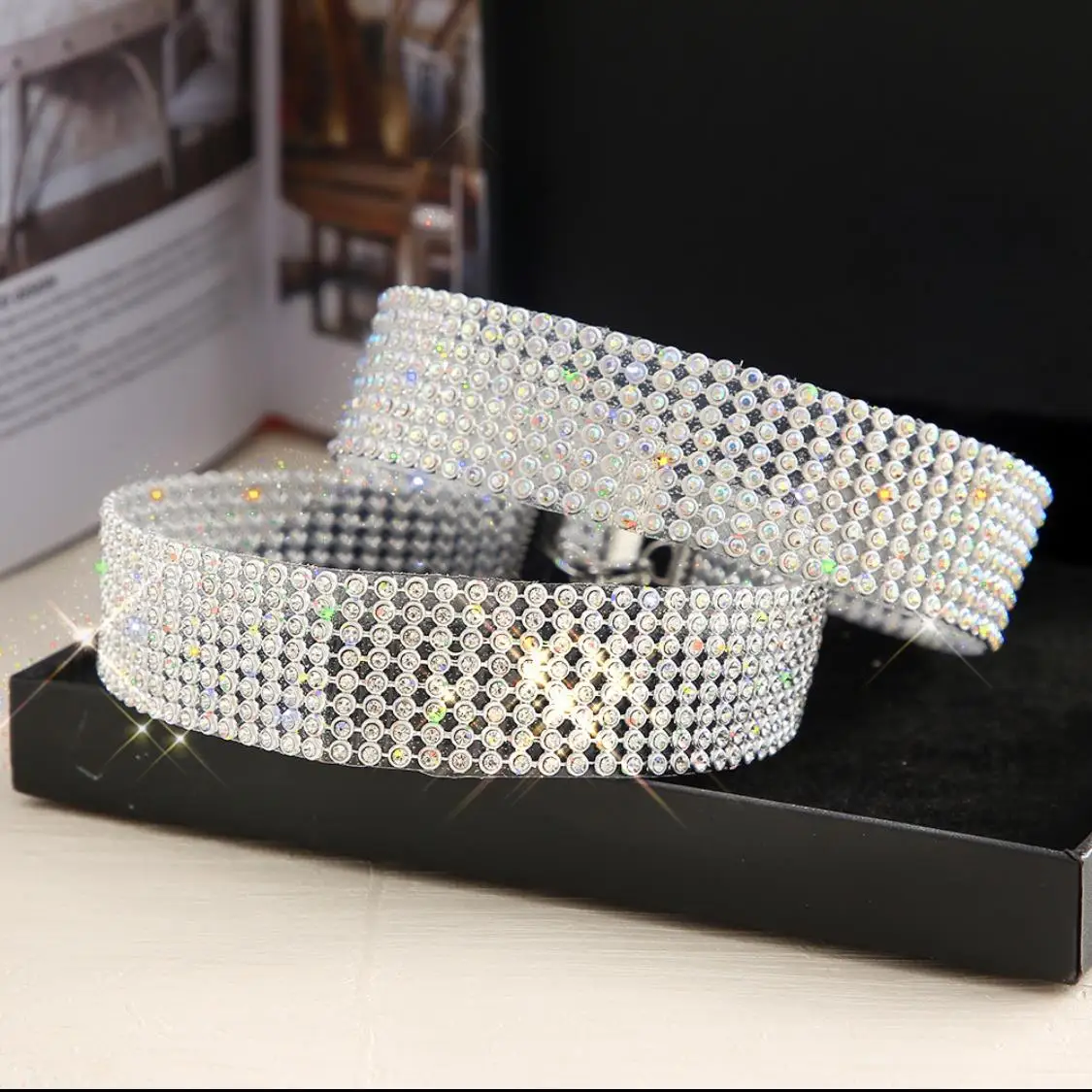Silver Color Wedding Shiny Rhinestone Bundle Neck Popular Element Collar Necklace Crystal Women's Choker Gift New Korean Jewelry image 2
