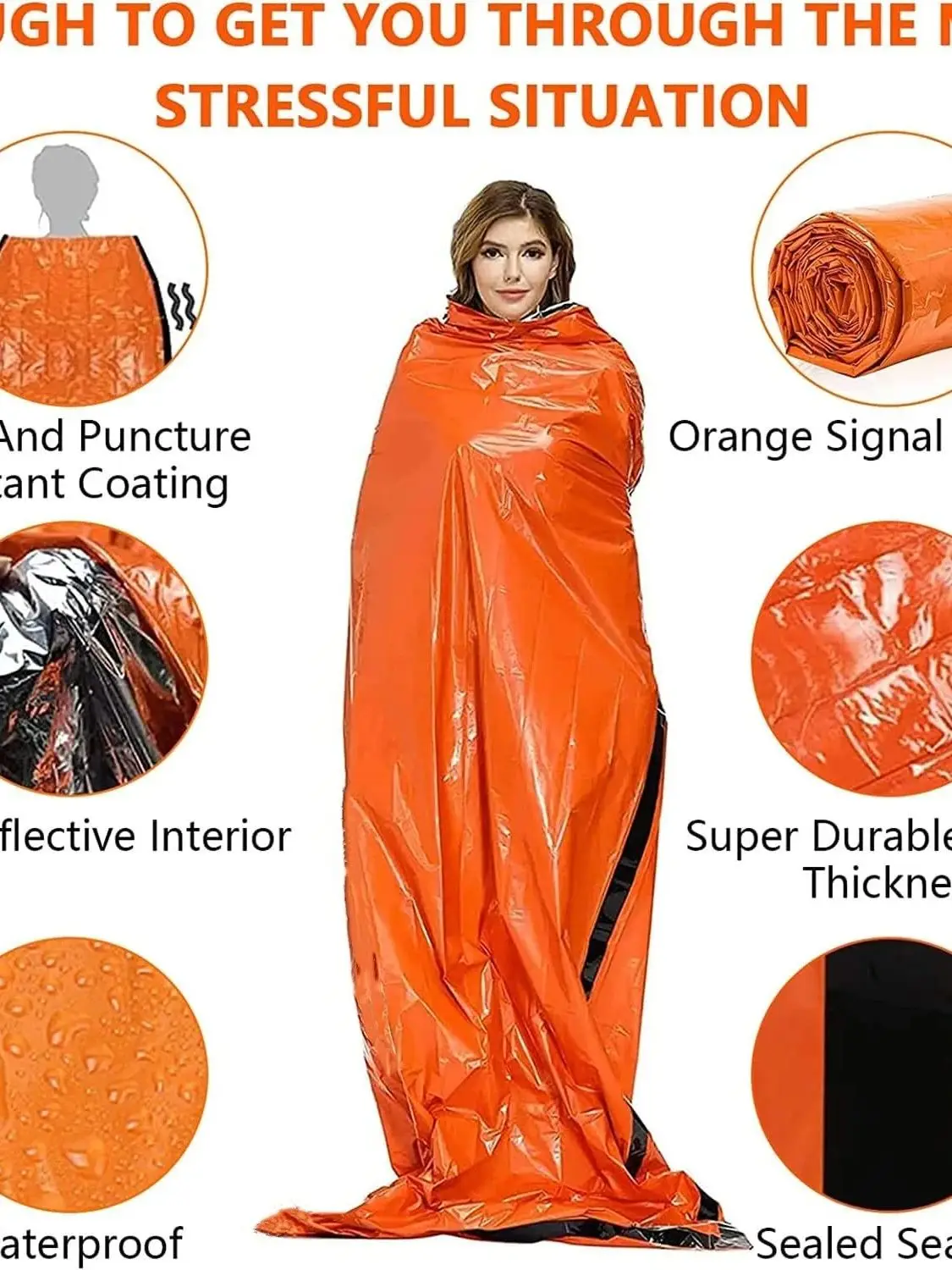 كيس نوم للطوارئ، بطانية طوارئ، بطانية مأوى خفيفة الوزن مقاومة للماء #6