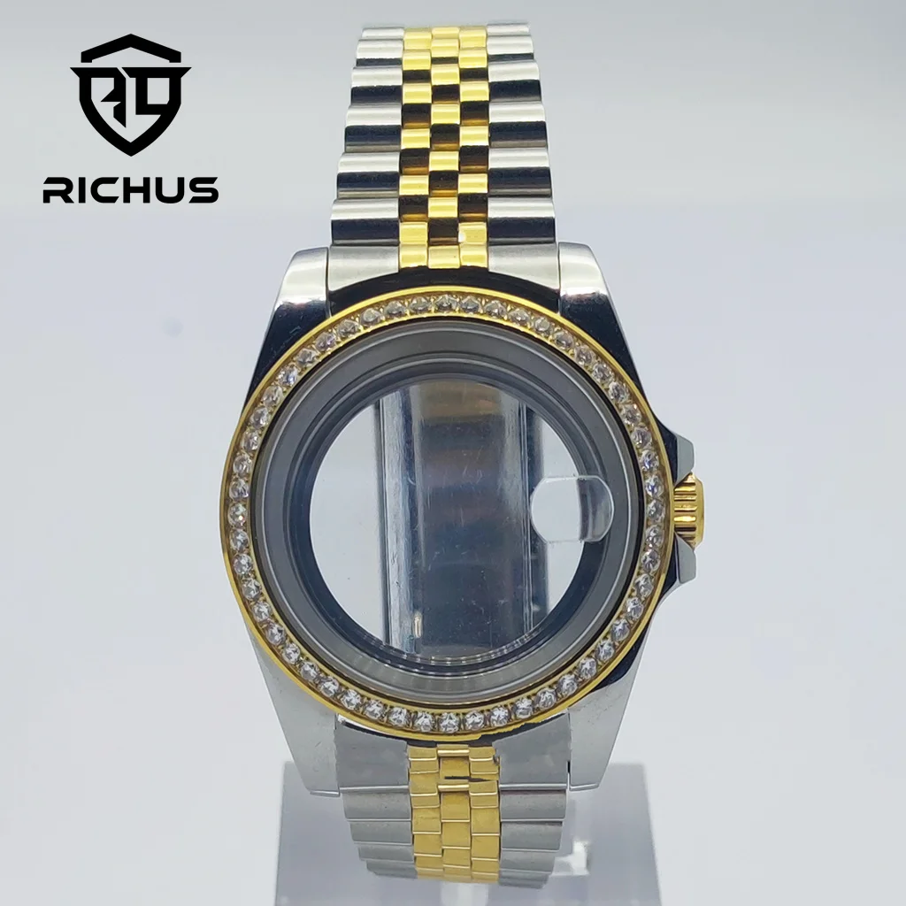 

Корпус часов RICHUS 36/39 мм с ремешком подходит для NH34 NH35 NH36 ETA2824 PT5000, аксессуары для часов с механизмом