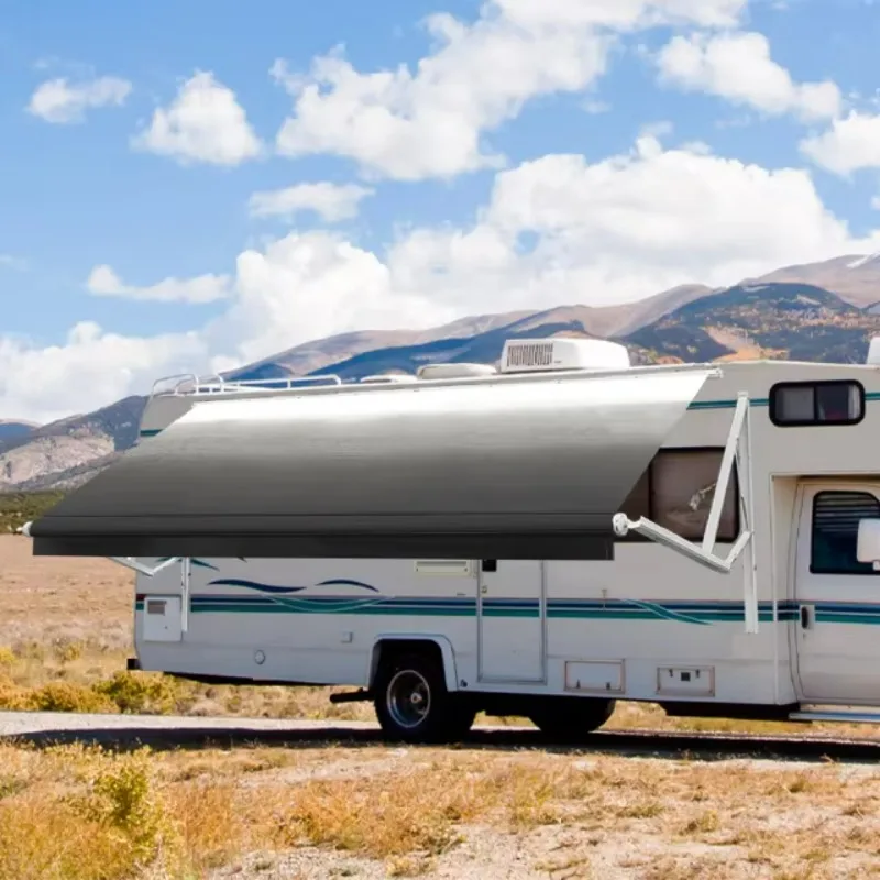 Caravan Awning,Intelligent Control of Motorized+crank Handle for Trailer caravan Camper Rv Awning Camper Accessories