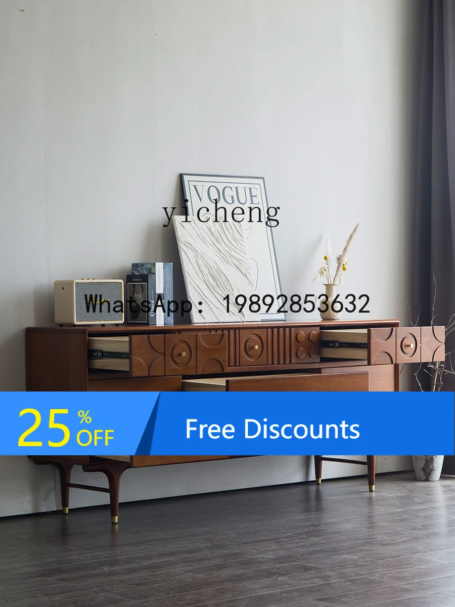 

X1 Nordic medieval style bedroom solid wood six-chest cabinet, bedside storage locker, retro living room drawer cabinet