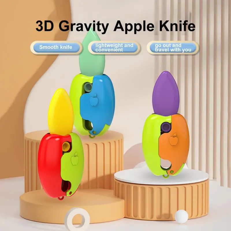 

3D Gravity Apples Knife Stress Relief Hand Gripper Sensory Toys Portable Fun Party Favors For Kids Adults Stocking Stuffers Gift