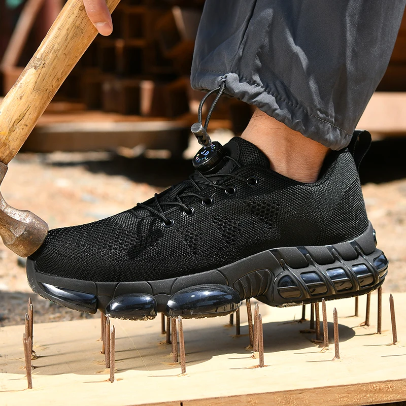 Labor Protection Shoes for Men, Anti-Smash, Anti-Puncture, Steel-Toe, Steel-Plate, Lightweight Construction Site Work Shoes for Men, Summer Breathable and Wear-Resistant