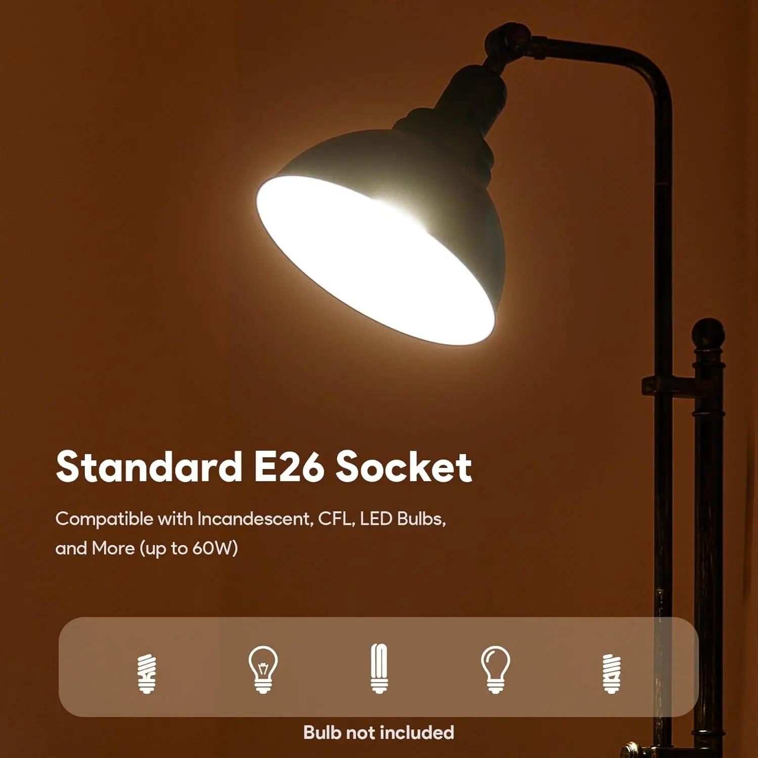 65'' verstellbare industrielle Vintage-Stehlampe für Wohnzimmer, Schlafzimmer und Büro, ETL-zertifiziert