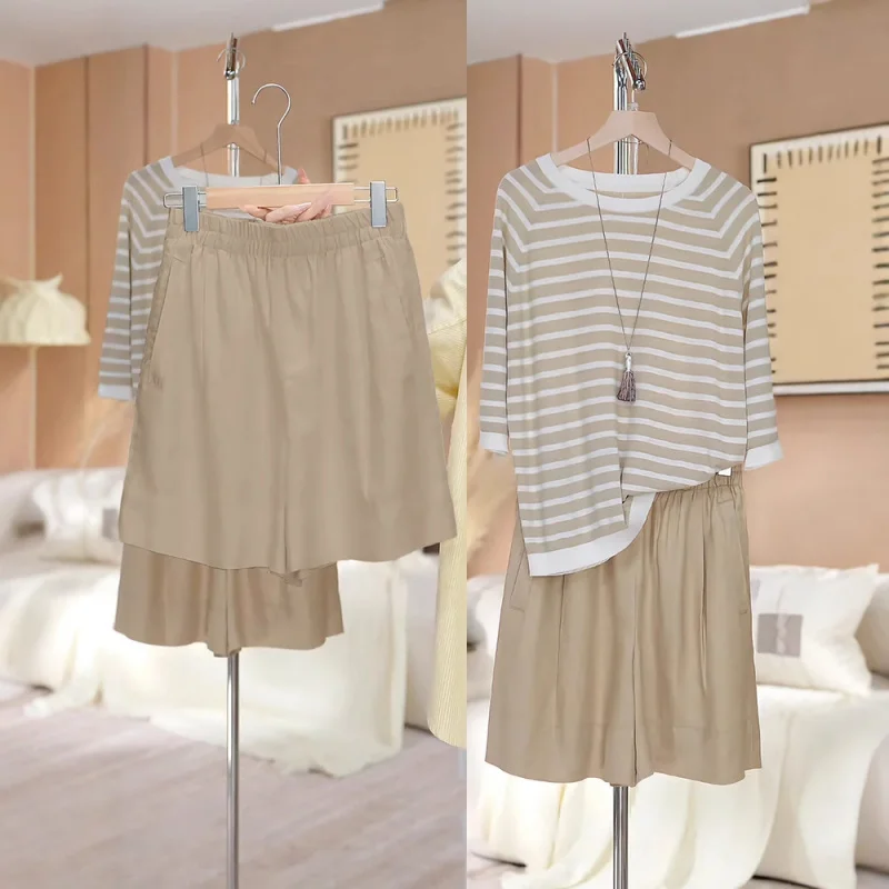 شورت نسائي من الكتان، ملابس صيفية بيضاء رفيعة، شورت متوسط الطول كاجوال بخمس نقاط